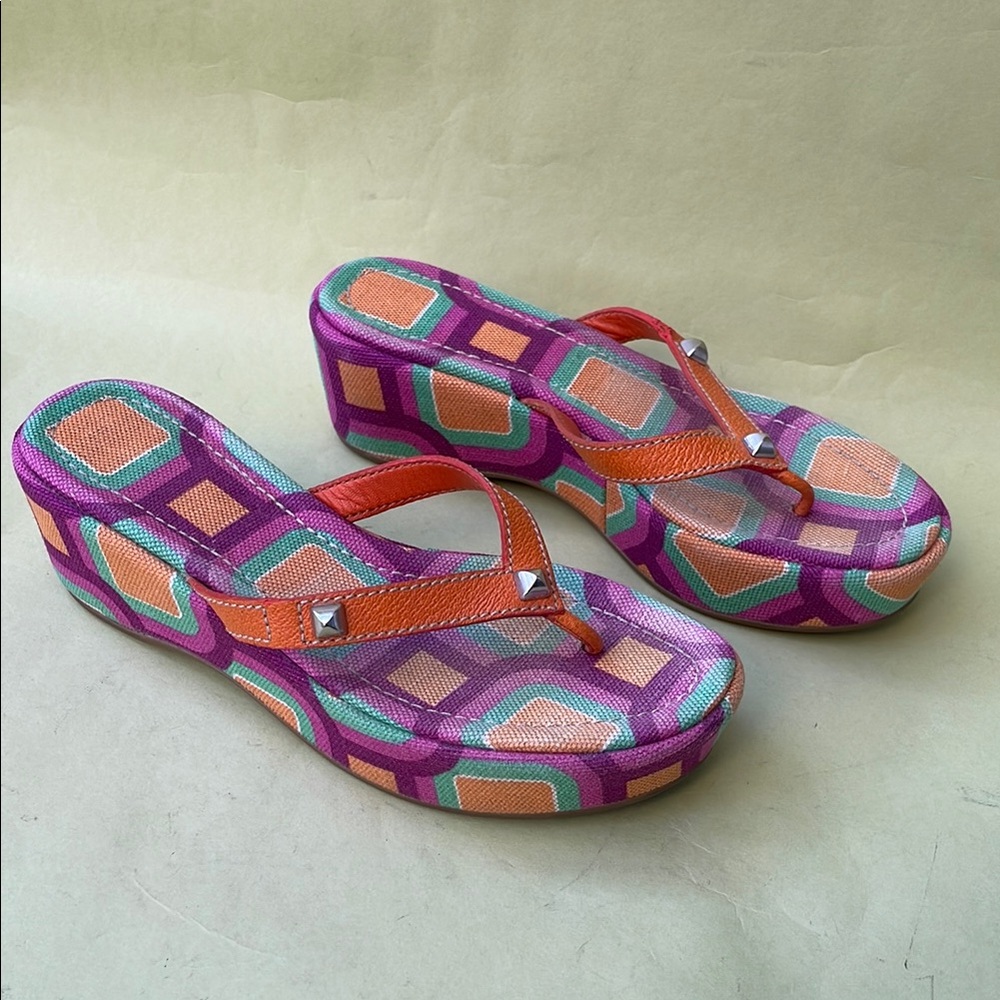 Vintage multicolored Prada Sandals with Geometric Pattern and Cushioned Sole - Picture 8 of 14